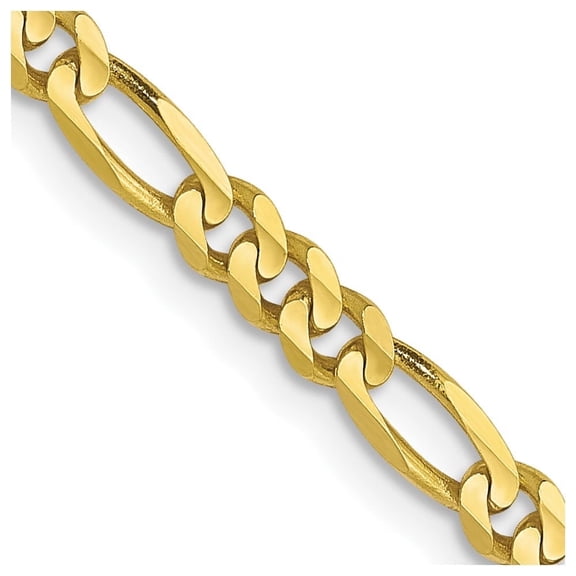 Auriga Fine Jewelry 10K Yellow Gold 3 mm Concave Figaro Chain Necklace for Women 18"