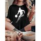 thumbnail image 1 of Women's Fashion Basketball Flame Graphic Tee - Casual Crew Neck Short Sleeve, Stretchy Polyester Blend, Machine Washable - Perfect for Summer, 1 of 8