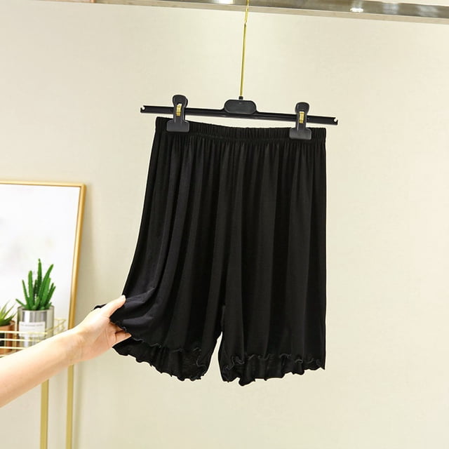 LOVZFMLL Shorts d'Été Élastiques pour Femmes Style Décontracté Pyjama Ample Taille Maison Noir L