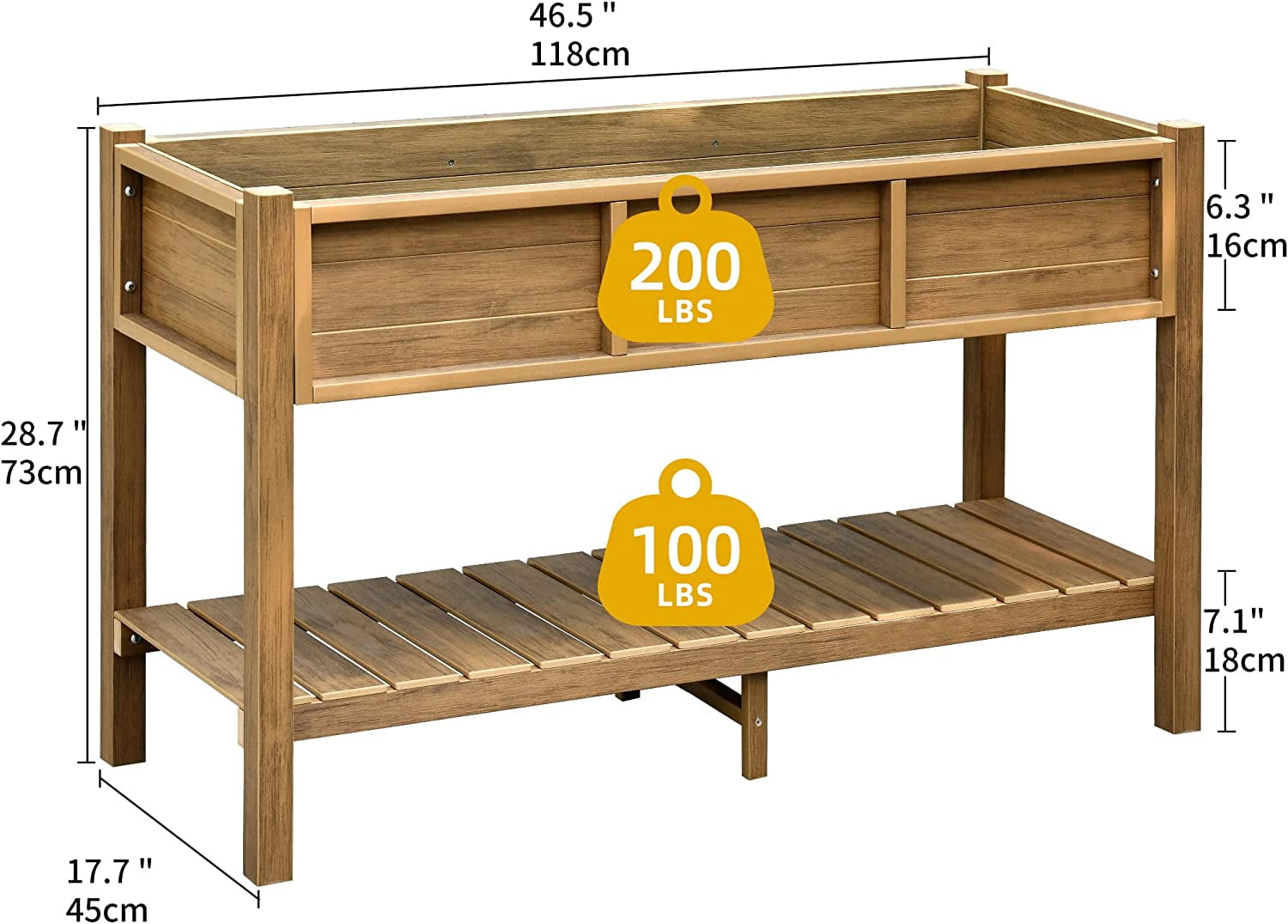 Dextrus 48in Raised Garden Bed With Storage Shelf, Elevated Garden Bed for Backyard, Patio, Balcony - Brown