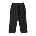 thumbnail image 5 of Dwellite Cotton Linen Capri Pants for Women Casual Summer Capris High Waist Pockets Cropped Trousers Button Straight Capris Black 2XL, 5 of 7