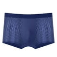 thumbnail image 2 of zeranth Men Boxers Elastic Mid Waist Solid Color Ice Silk Mesh Seamless Soft Breathable U Convex Quick Dry Moisture-wicking Firm Stitching Men Underpants Underwear, 2 of 7