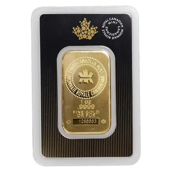 1 oz Gold Royal Canadian Mint Bar w/ Assay Card