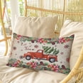 thumbnail image 4 of Red Christmas Pillow Covers, Linen Long Throw Pillow Case, Truck Xmas Tree Snowflake Winter Vintage Holiday Pillow Protector Decorative Cushion Cover for Living Room/Bedroom 16" x 24", 4 of 8