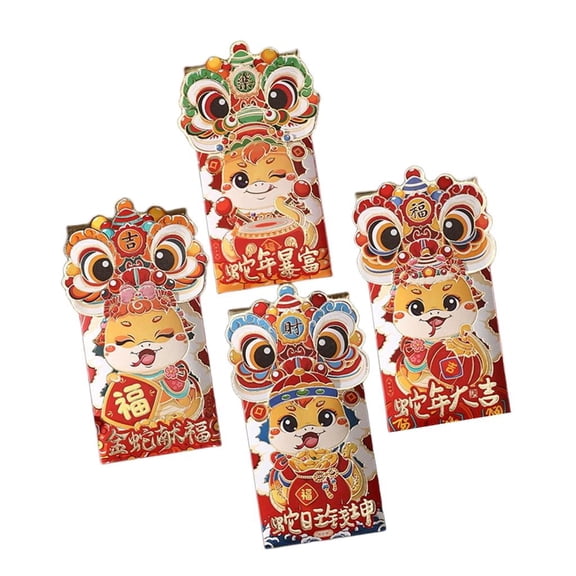SDFGTstore 4 Luck Money Bag for Chinese New Year 2025 Sturdy Paper Envelopes Decoration