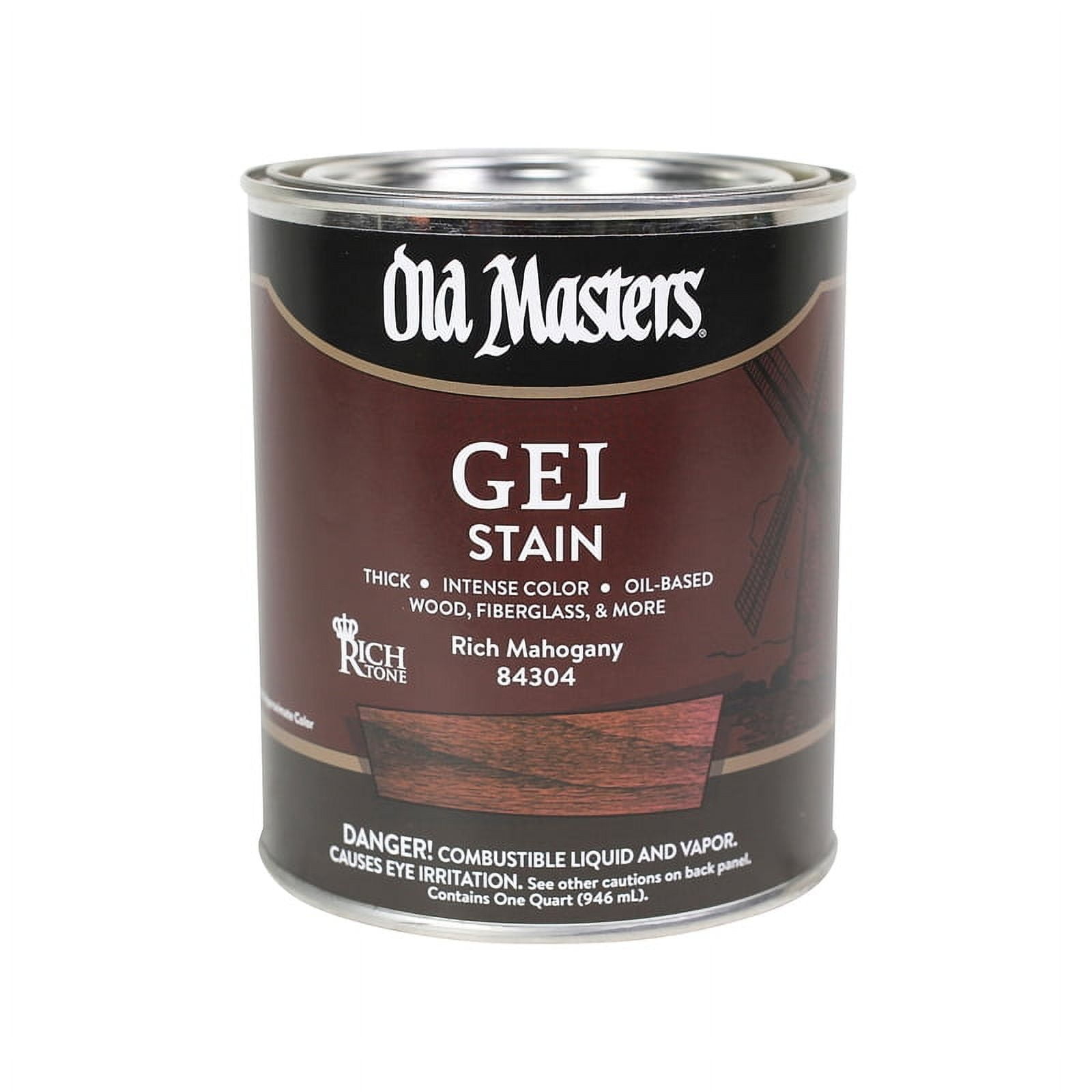 Old Masters 84304 Semi-Transparent Rich Mahogany Oil-Based Alkyd Gel Stain 1 Qt