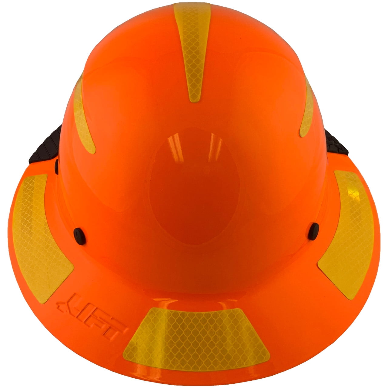 DAX Fiberglass Composite Hard Hat - Full Brim High-Viz Orange with Reflective Yellow Decal Kit Applied