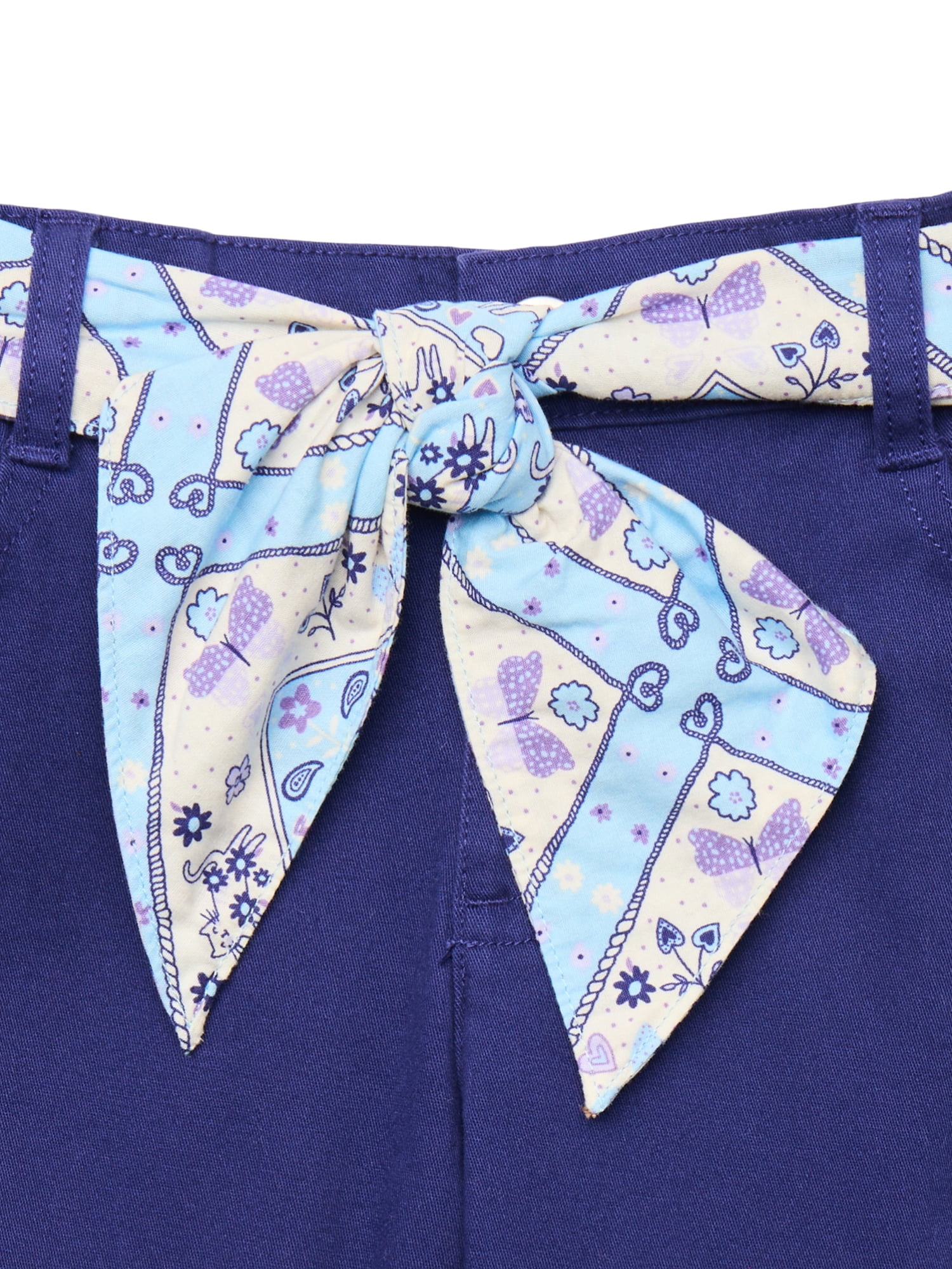 Wonder Nation Little Girls Bermuda Shorts with Scarf Belt, Sizes 4-10