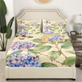 thumbnail image 3 of Spring Floral Bed Sheets Set For Girls Rustic Hydrangea Flower Queen Size Sheet Sets,Kawaii Wild Butterfly Bed Set Beige Fitted Sheet Green Leaves Top Sheet Floral Home Decor,Cozy 4pcs, 3 of 5