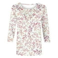 thumbnail image 4 of Birdeem T-Shirt Décontracté Imprimé Col Rond Manches 3/4 pour Femmes Haut Ample, 4 of 12