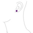 thumbnail image 6 of Bling Jewelry Womens Romantic Delicate Floral 3D Carved Lavender Purple Flower Stud Earrings Rhodium Plated, 6 of 7