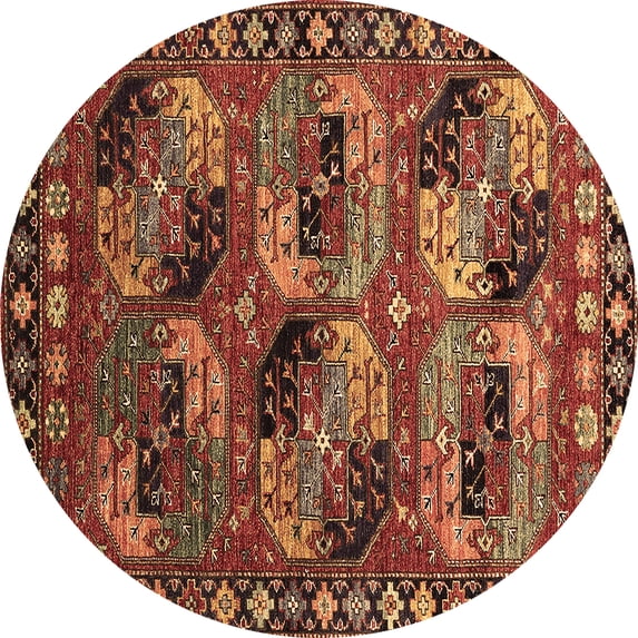 Ahgly Company Indoor Round Oriental Brown Industrial Area Rugs, 4' Round