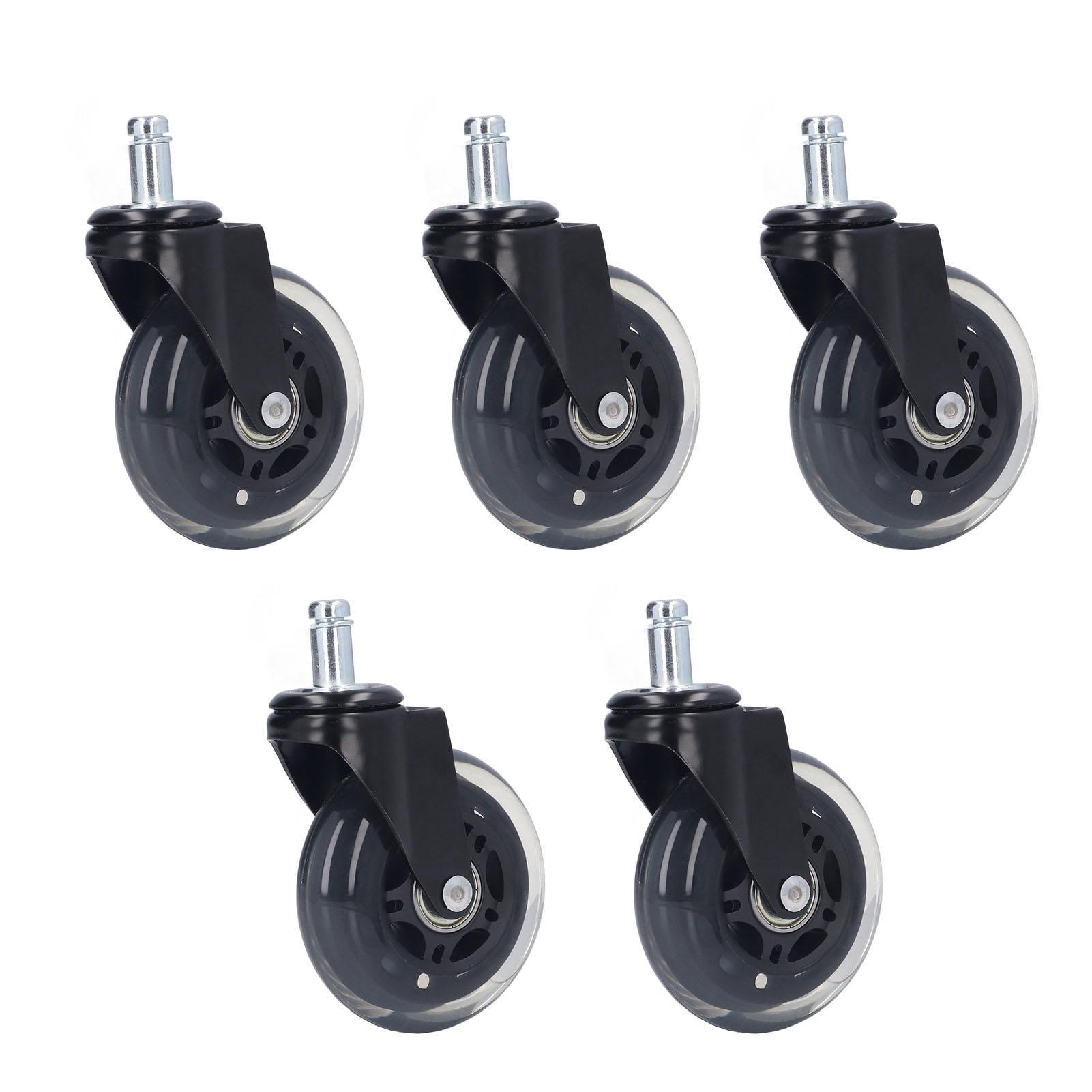 YAHHU 5‑Pack 3″ Noise‑Free Scratch‑Resistant Chair Casters, 360° Rotation, 100‑lb Capacity, Easy Tool‑Free Install, Black
