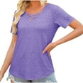 thumbnail image 6 of Sevevn Women Fashionable Casual Solid Color V-neck Sleeve Top Purple XL Summer Savings, 6 of 8
