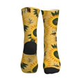 thumbnail image 3 of Crew Socks for Women Men, Bees and Sunflowers A  Moisture Running Athletic Football Striped Socks Cushion Tube Socks, 3 of 7