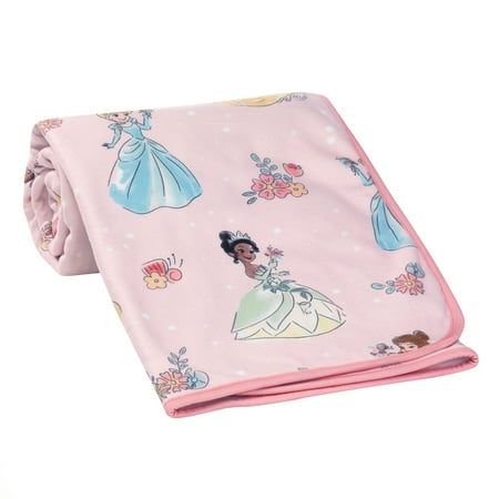 UPC: 0084122013056 | Lambs & Ivy Disney Princesses Baby Girl Pink Fleece Baby Blanket – Belle/Tiana/Cinderella – 0-18 months