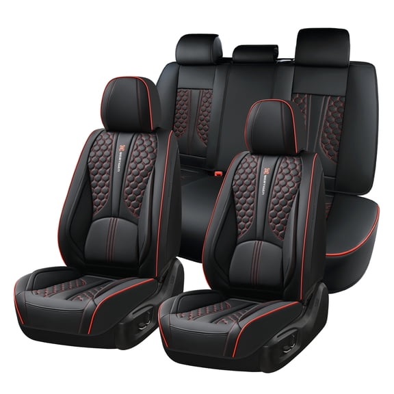Fit for Toyota Rav4 2002, Red Edge Car Seat Covers, Faux Leather 5 Seats Full Set Waterproof Protect and Upgrade Seats, Beautify the Interior of Old Cars