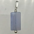 thumbnail image 5 of Natural Blue Chalcedony Rectangle Stardust Sterling Silver | 1.5" Long | Pendant, 5 of 7