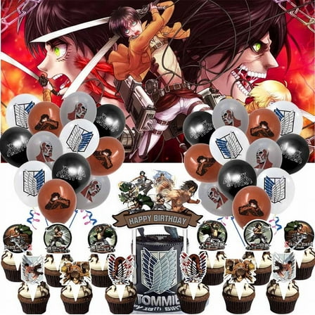Attack On Titan Party Supplies Decor Cake Topper Birthday Backdrop Balloons Decorations