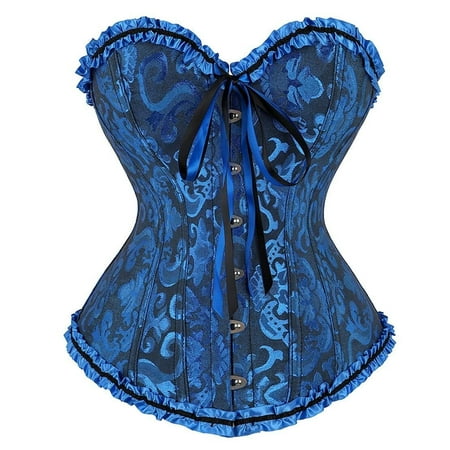 Pink Corset Top for Women | Overbust Lace Up Waist Cincher Shapewear Lingerie - Size