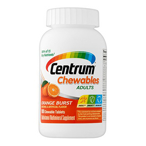 Centrum Adult Multivitamin And Multimineral Chewable Tablet Orange Burst Flavor, 100 Ea, 2 Pack - image 1 of 1