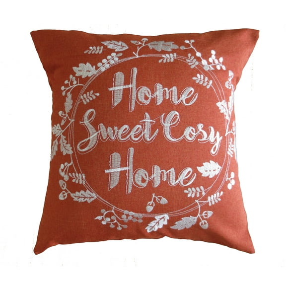 Decorative Cushion Cover Burlap Embroidered Inspirational Quote Print, 18" x 18"