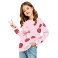 thumbnail image 4 of Abcomgle Kids Long Sleeve Shirt Girls 7-8 Casual Cherry Graphic Crewneck Shirts for Kids Girls Fall Basic Top for Girls Trendy Girls Tunic Tops with Pocket, 4 of 5