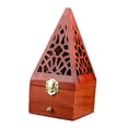 thumbnail image 4 of Quemador de incienso de madera, quemador de incienso de madera, porta incienso en forma de pirámide con Madera roja alta, 4 of 9