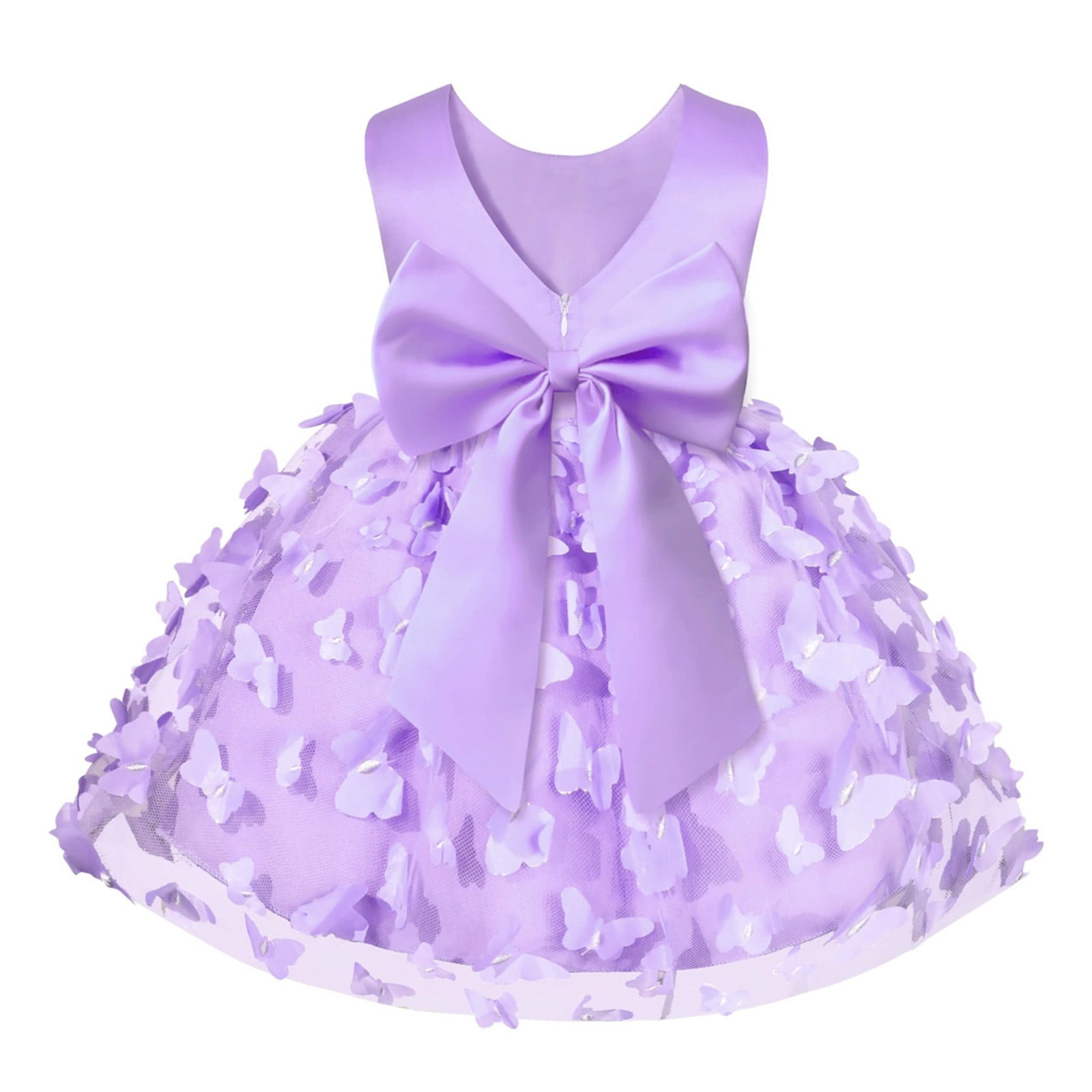 Zhuashum girls dresses Toddler Girls Sleeveless Butterfly Embroidery Tulle Bowknot Pageant Gown Party Evening Dress Wedding Dress baby easter clothes for girls ,Size:12-18 Months