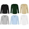 thumbnail image 6 of KelaJuan Menacute;s Spring Summer Casual T Shirt Solid Color Long Sleeve V Neck Shirts Loose Fit Tops, 6 of 6