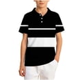 thumbnail image 2 of JOANKDMI Striped Shirts Boys 7-8 Collared Short Sleeve Color Block Tops Kids Casual Athletic T Shirts Summer School Uniform Tees for Golf Tennis Sport Daily Wear, 2 of 8