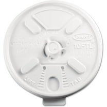DART 10FTL Lift N' Lock Plastic Hot Cup Lids Fits 10oz Cups White 1000/Carton