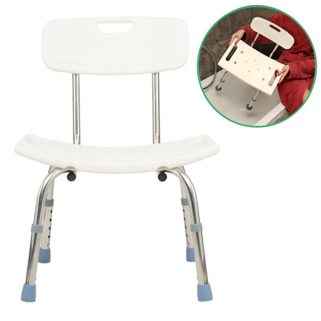 Shower Chair with Adjustable Legs Up to 220lb Non-slip Shower Bench Waterproof Bath Chair for Elderly Removable Back