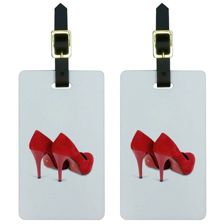 Red Shoes Heels Pumps Luggage Tags Suitcase CarryOn ID, Set of 2