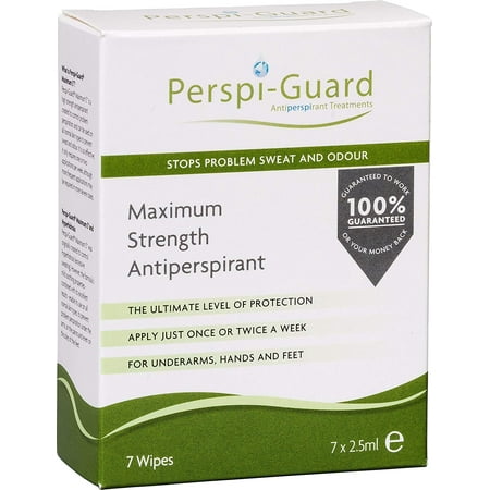 Perspi Guard Stops Problem Sweat and Odor, Maximum Strength Antiperspirant Wipes, for Underarms, Hands and Feet, 7 (Best Antiperspirant For Hands And Feet)