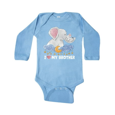

Inktastic I Love My Brother Cute Elephants with Moon and Stars Gift Baby Boy or Baby Girl Long Sleeve Bodysuit