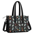 thumbnail image 2 of Teacher Tote Bag,Black Cartoon Astronaut Dinosaurs Planets Pattern Teacher Utility Tote Bag,Large Work Tote Bags for Women with Multiple Pockets,Top Zipper Closure,13.8x10.6x6.7 Inch, 2 of 5