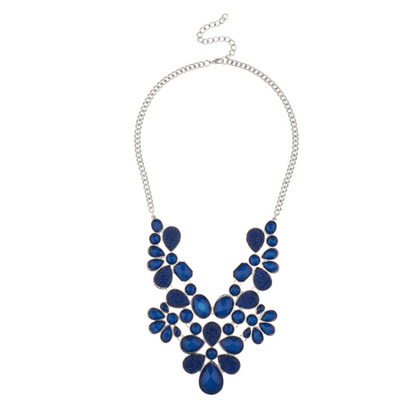 - Lux Accessories Navy Blue Bib Statement Chain Necklace