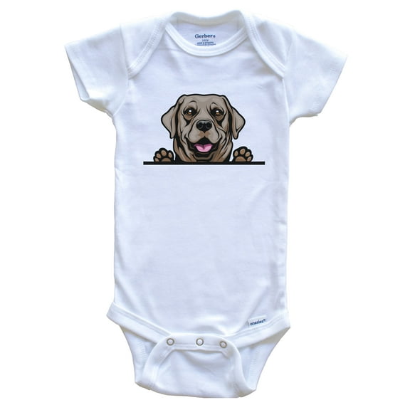 Chocolate Lab Dog Breed Cute Baby Bodysuit, 0-3 months white