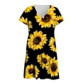 thumbnail image 6 of USSUMA Sun Dresses Women Summer Casual Short Sleeve Boho Flowy Smocked Mini Sundresses for Women Floral Print Plus Size Dress for Women V Neck Graduation Dress, 6 of 7