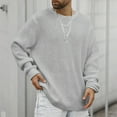 thumbnail image 2 of VNKIDY Men's Sweater Coat Autumn Winter Oversized Solid Color Knit Sweater Long Sleeve Crewneck Textured Fabric Relaxed Fit Warm Jumper For Cold Weather Daily Wear Relaxed Fit Knitwear, 2 of 5