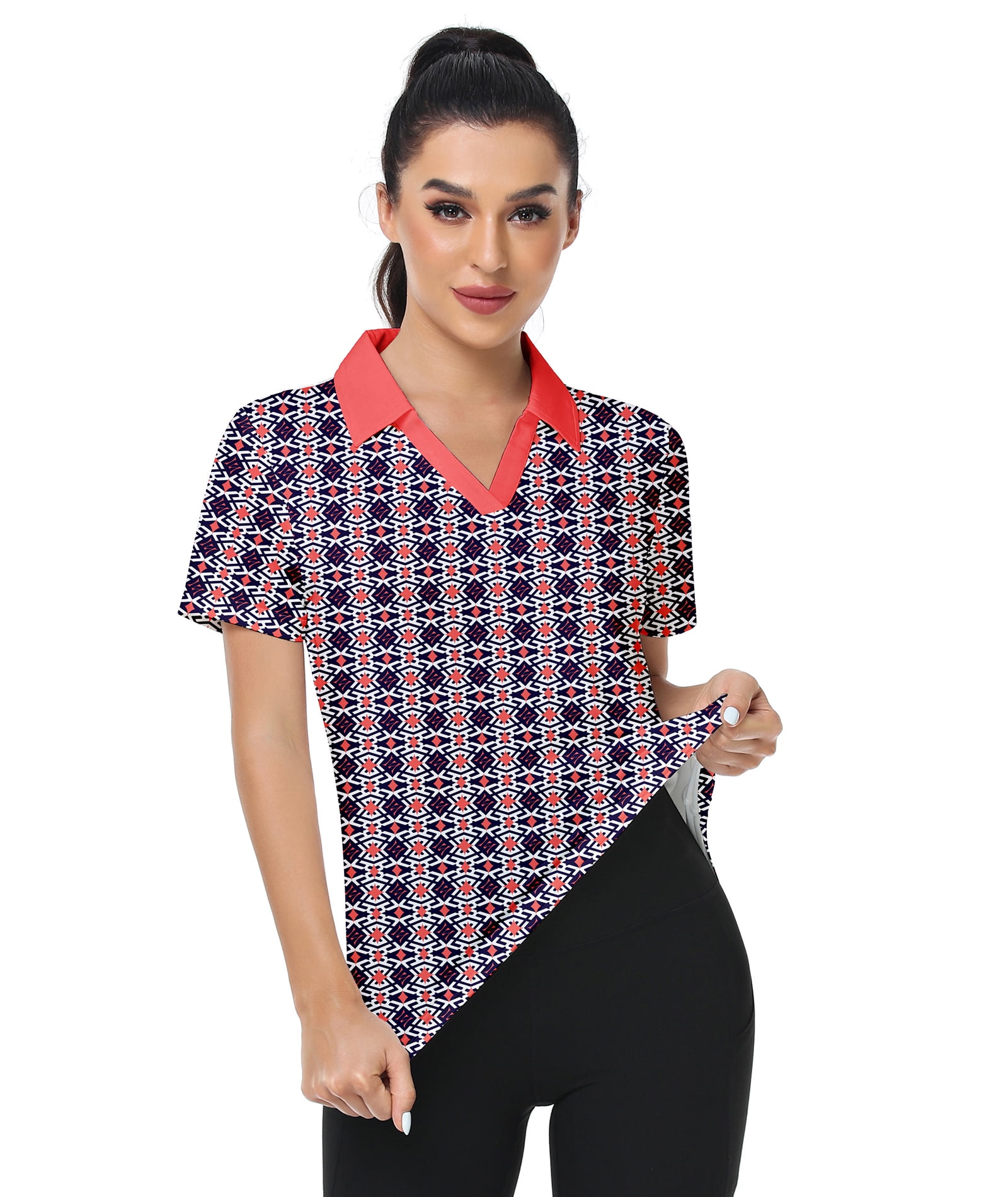Scodi Women's VNeck Short Sleeve Performance Polo Shirt