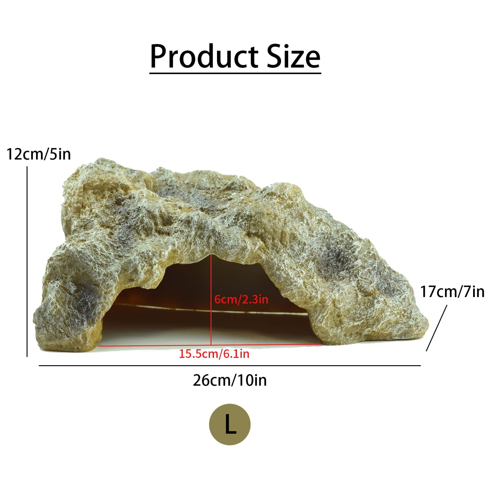 OMEM Reptile Rock Hide Cave Large Right-Angle Hideout Breeding Box