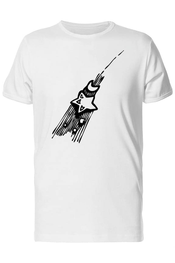 Comet Star And Moon Sketch T-Shirt Men -Image by Shutterstock, Male Small