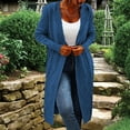 thumbnail image 2 of Fall Coats for Women 2025, Comdrip Womens Casual Long Sleeve Open Cardigan Warm Hooded Outwear Coat Cable Knit Long Cardigan Sweaters Chunky Sweater Dark Blue 3XL, 2 of 5