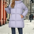 thumbnail image 2 of Aoiroe Oversized Casual Loose Solid Womens Cotton Coats For Women Womens Fall Jackets Long Winter Coats For Women Plus Size Coat Womens Long Winter Coat Women'S Down Jackets & Parkas Purple XS, 2 of 9