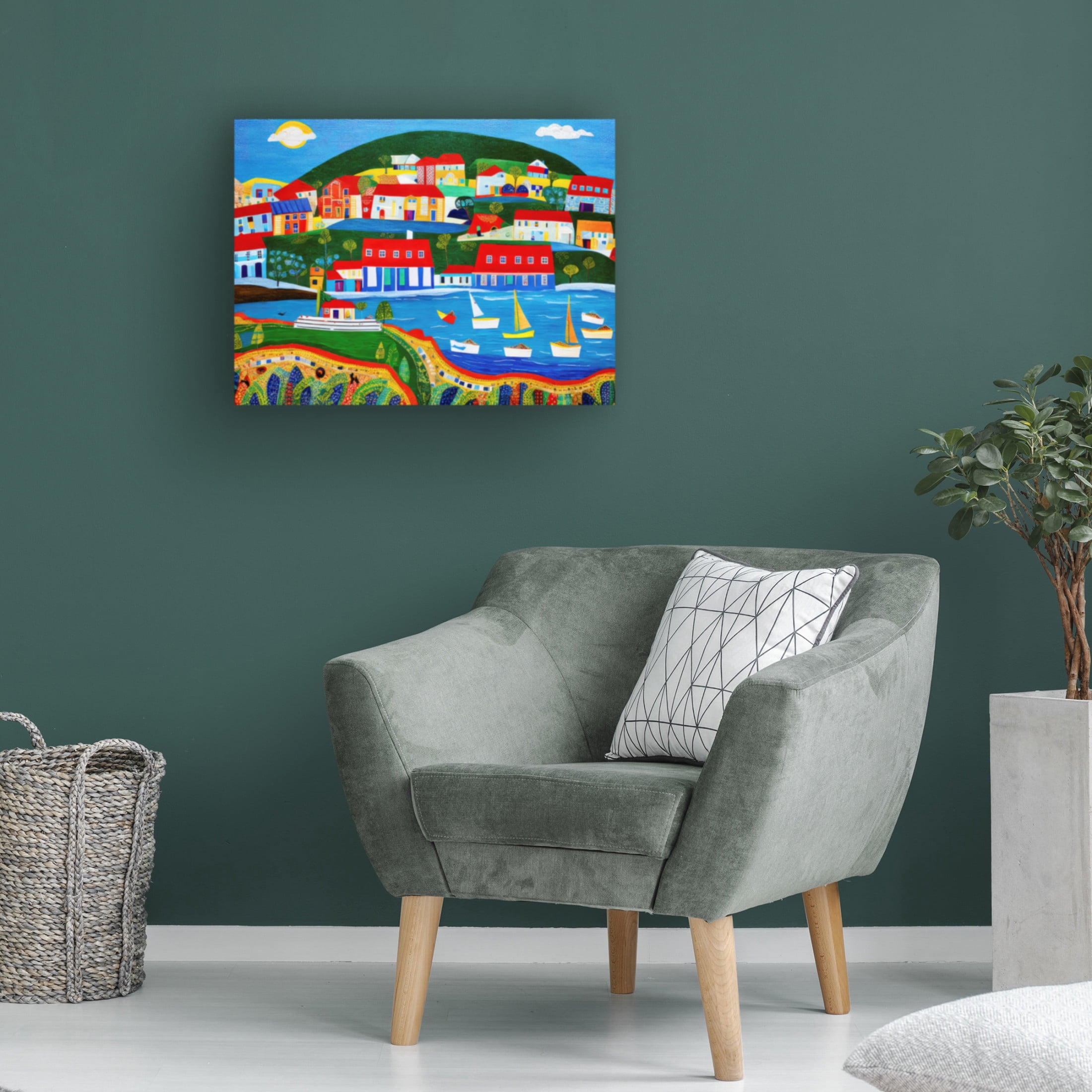 Canvas Wall Art - FootePrint Art 'Quaint Coastal Community' Wall Art for Living Room, Bedroom, or Office Décor by Trademark Fine Art - 19 x 14 Inches