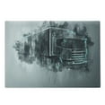 thumbnail image 1 of Truck Cutting Board, Greyscale Illustration of a Tractor Trailer with Paint Smears Cargo Delivery, Decorative Tempered Glass Cutting and Serving Board, Large Size, Grey Turquoise, by Ambesonne, 1 of 1