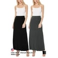 thumbnail image 5 of Women's Casual Foldover Waist A-Line Loose Fit Lounge Maxi Skirt  2-Pack (S?3XL), 5 of 5