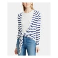thumbnail image 1 of RALPH LAUREN Womens White Tie Striped Long Sleeve Open Cardigan Sweater Size: S, 1 of 3